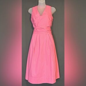 J CREW Wrap Dress Pink Cotton V Neck Tie Size 4 Women’s Dress